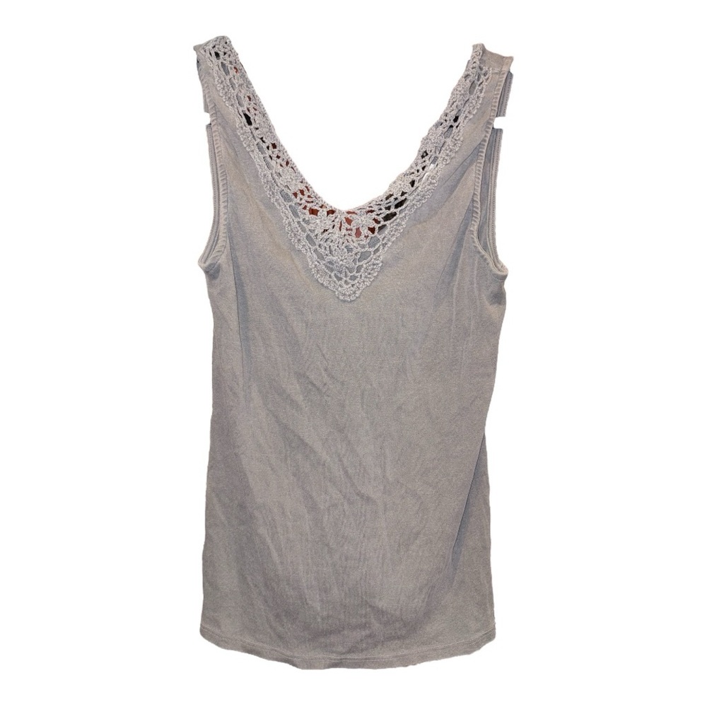 Project Social T  Gray Crochet Front V-Neck Tank Top NWOT Size M AR 10